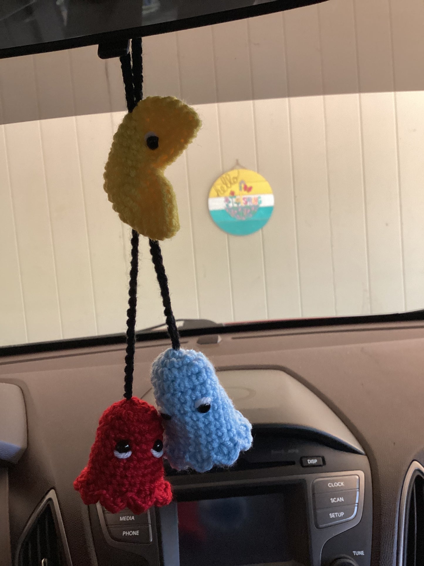 Crochet PAC Man Car Hanger
