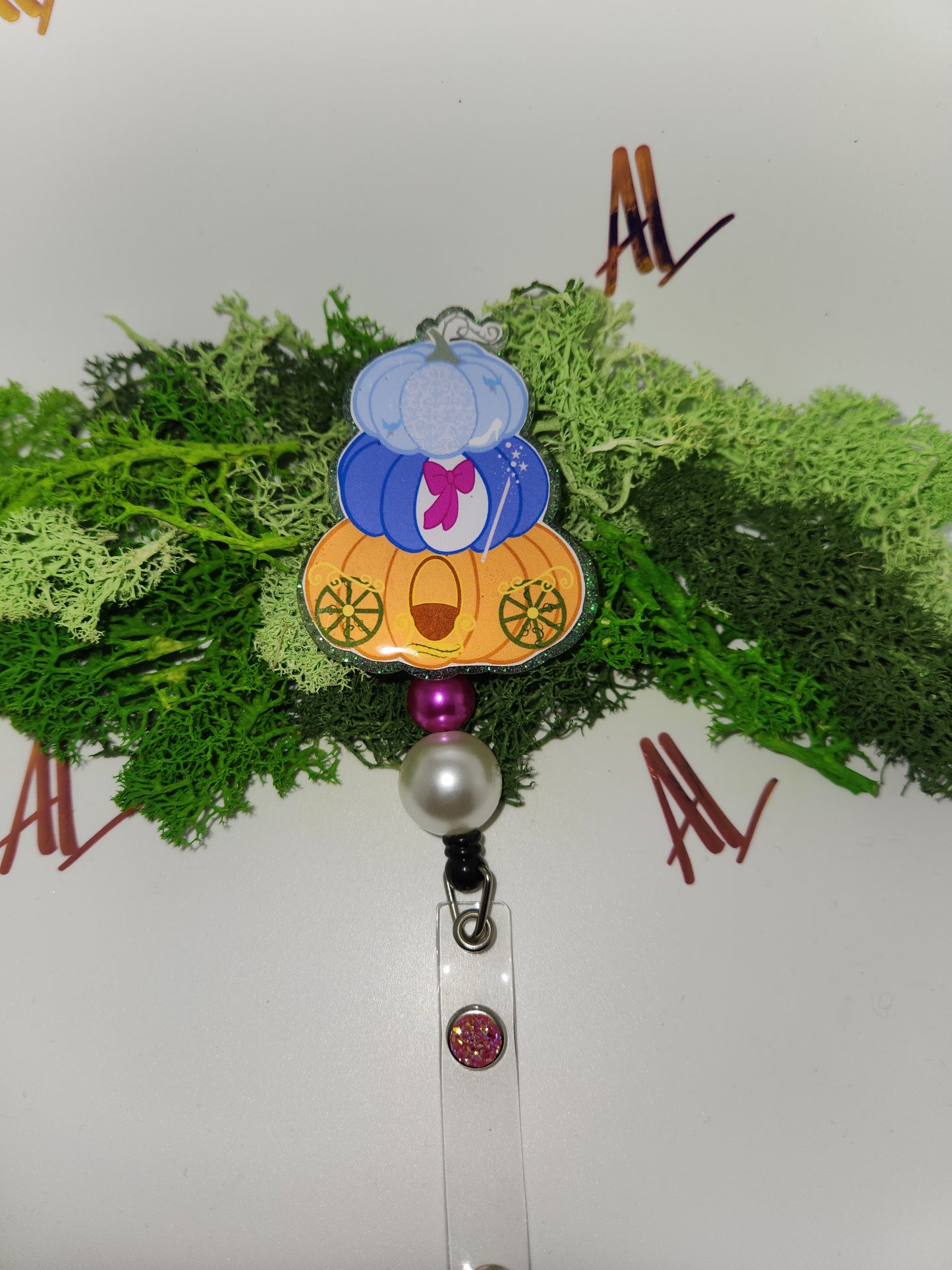 Cinderella Stacked Pumpkin Badge Reel